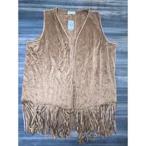 Kendall Faux Suede Fringe Vest‎ Western Bohemian Festival Style Size L